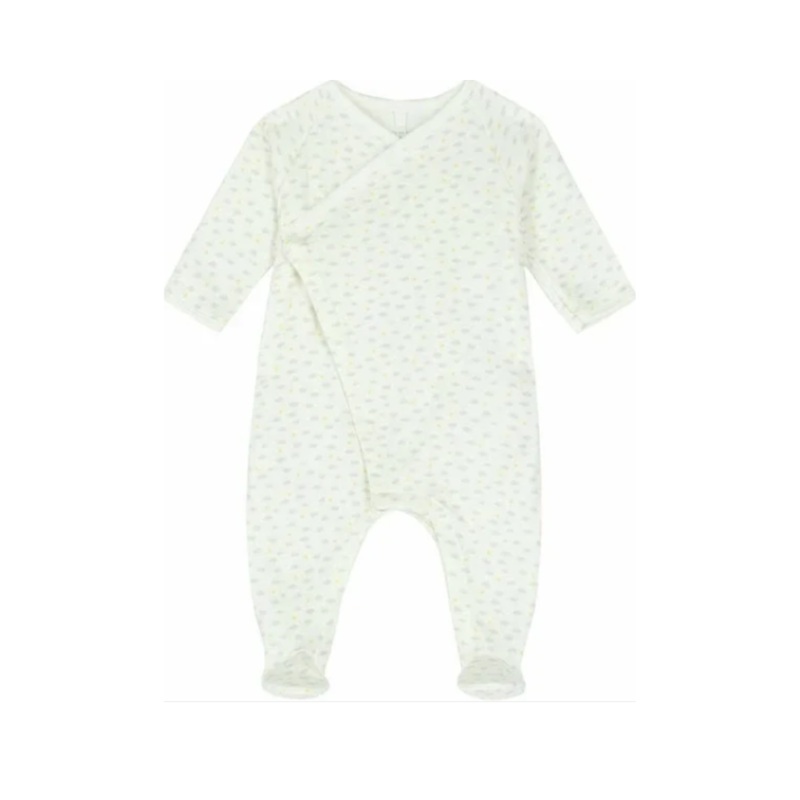 Petit Bateau Baby Side Snap Cloud Print Footie