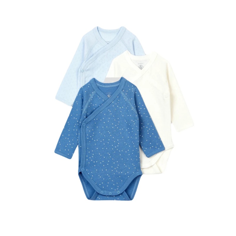 Petit Bateau Long-Sleeved Bodysuit – Pack of 3