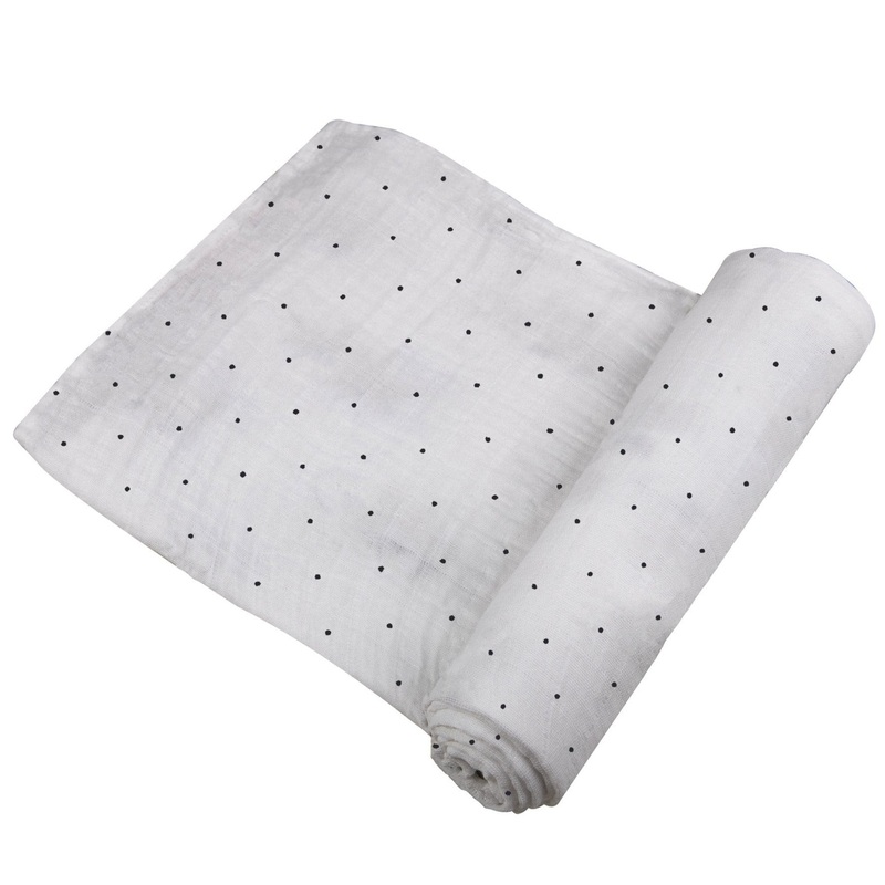 Black and White Polka Dot Bamboo Swaddle
