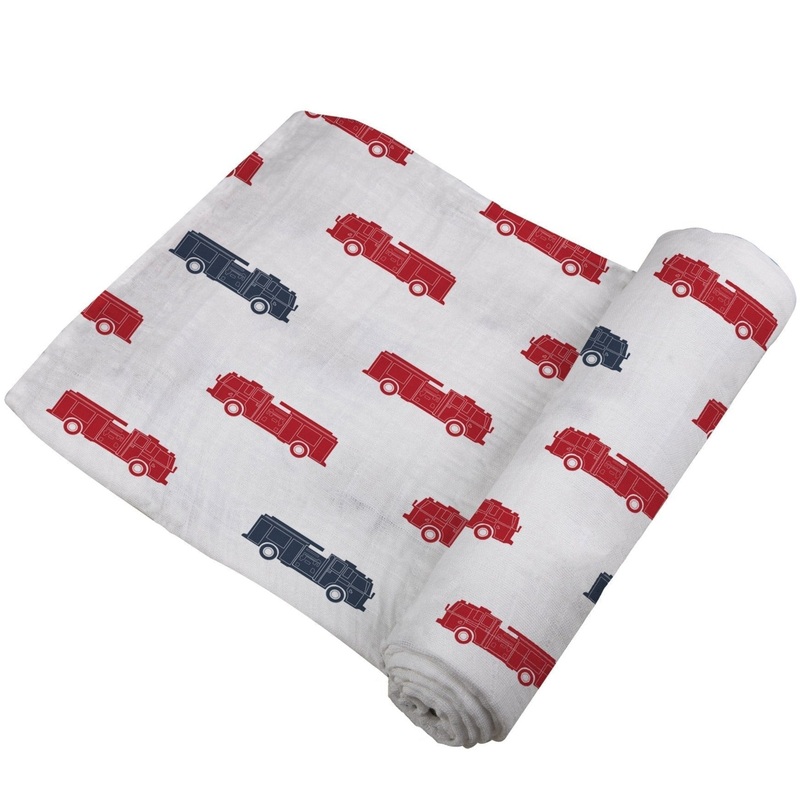 Blue and Red Fire Trucks Swaddle