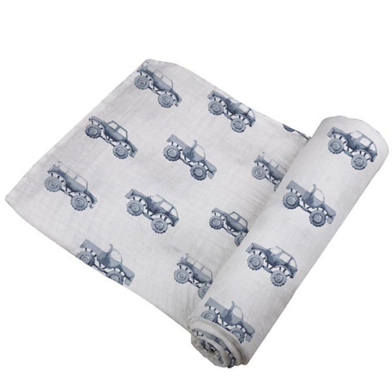 Indigo Monster Trucks Cotton Swaddle