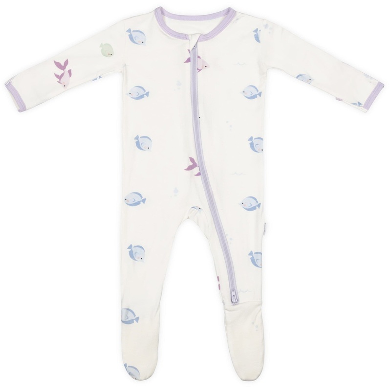 Lavender Fish Zippered Footie