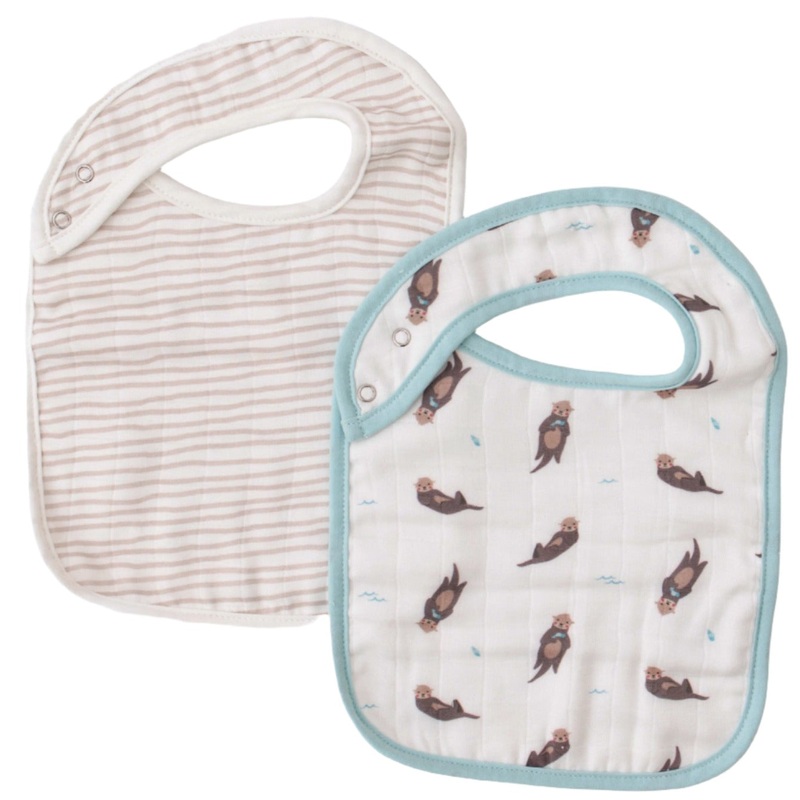 Otter & Taupe Wave Bib Set