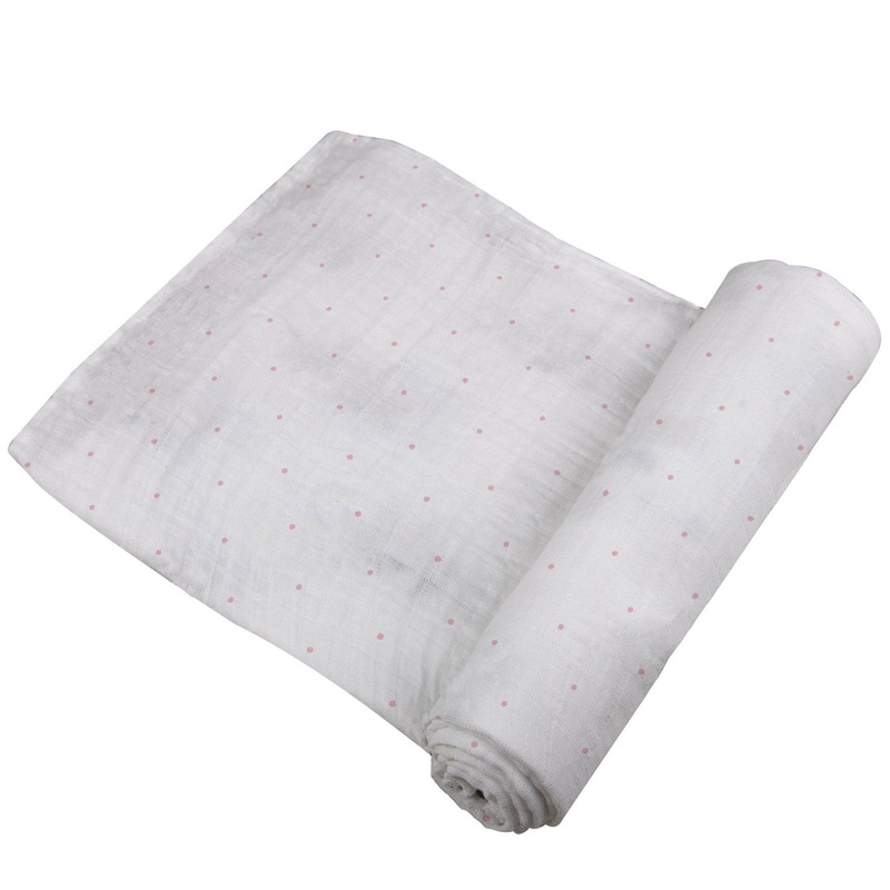 Pink Polka Dot Bamboo Muslin Swaddle