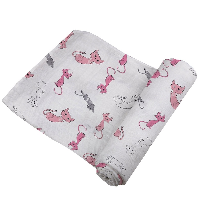 Playful Kitty Bamboo Muslin Swaddle