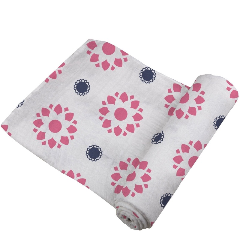 Primrose Indigo Cotton Muslin Swaddle