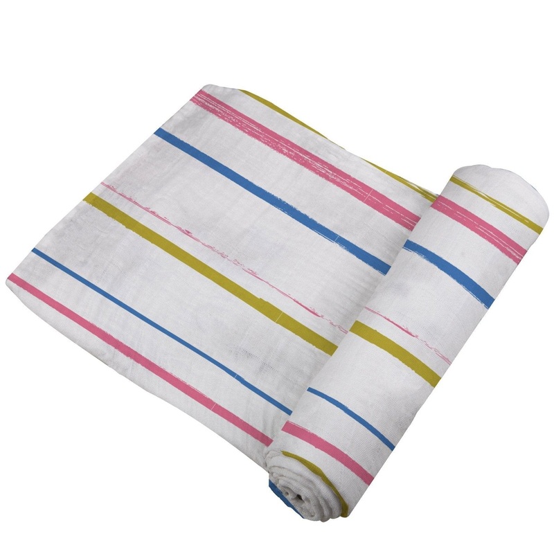 Watercolor Stripe Cotton Muslin Swaddle