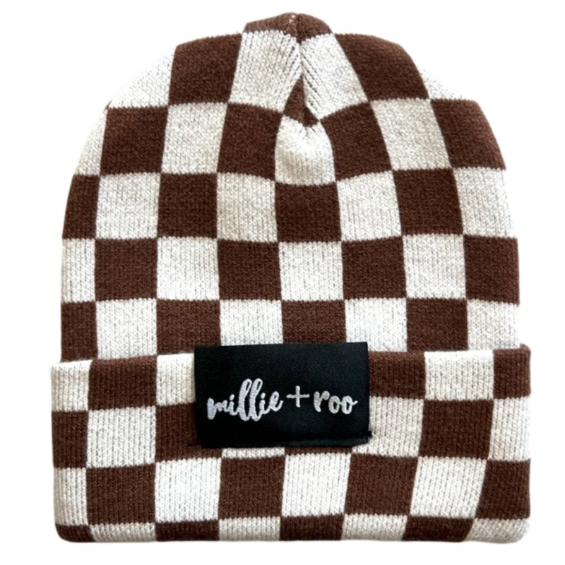 BAMBOO CUFF BEANIE- Sienna Check