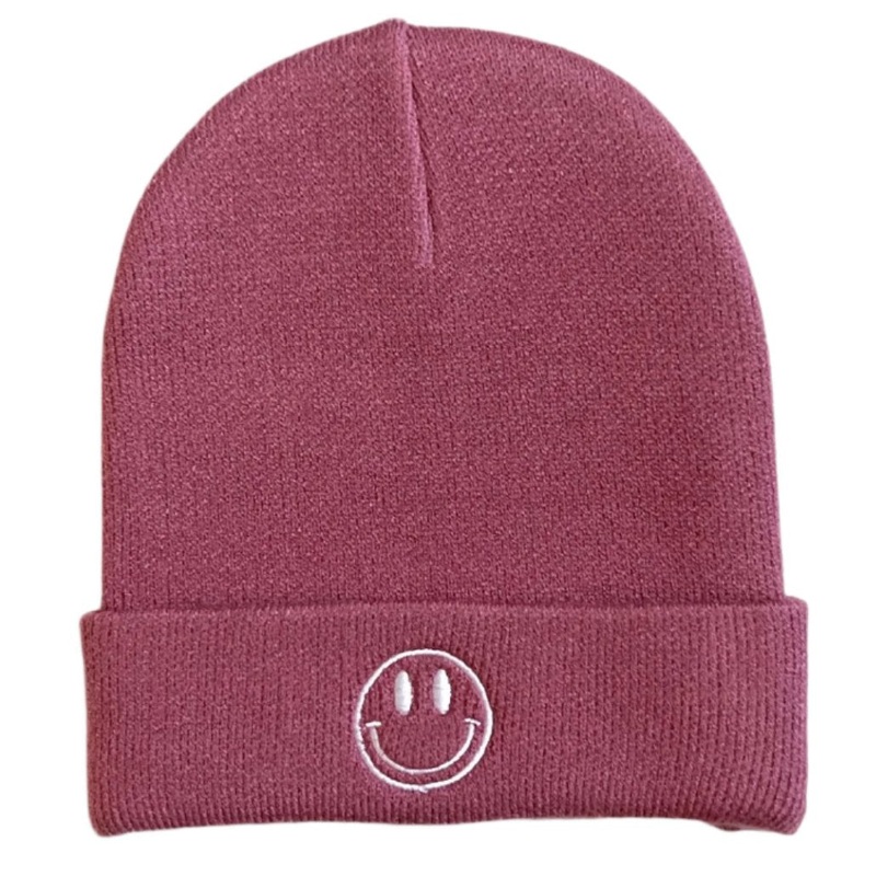 BAMBOO CUFF SMILE BEANIE- Mauve