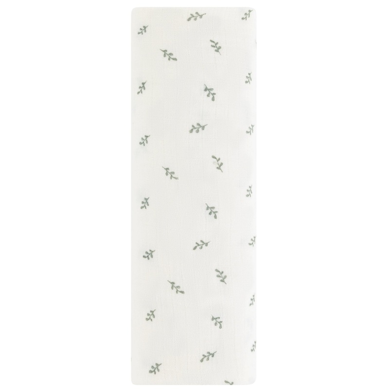 Cotton Muslin Swaddle Blanket – Sage Leaf