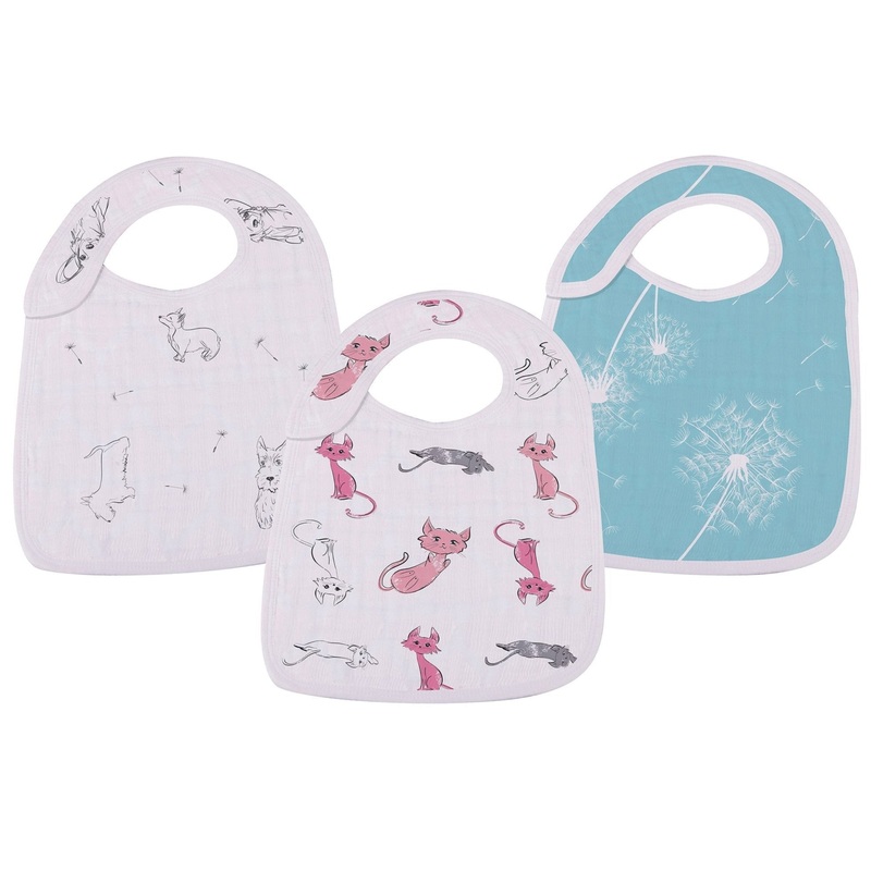 Dandelions Bamboo Muslin Snap Bibs 3PK