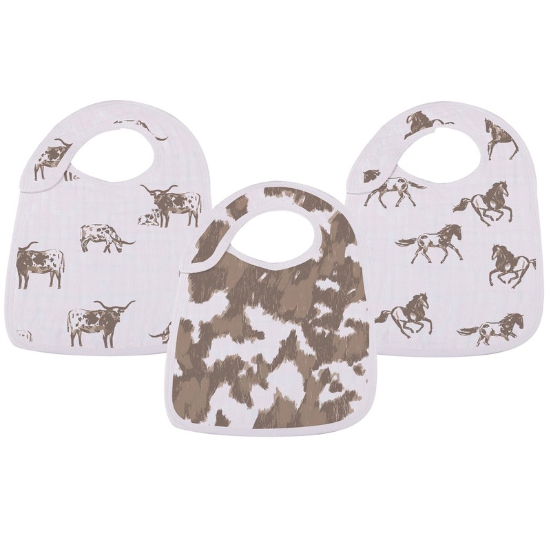 Forever Cowboys & Cowgirls Snap Bibs 3PK