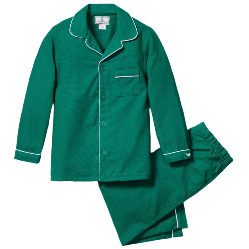 Kid’s Flannel Pajama Set in Forest Green