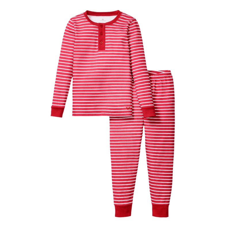 Kid’s Pima Snug Fit Pajama Set in Red Stripe
