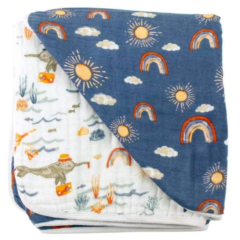 Narwhal + Hello Sunshine Premium Cotton Snuggle Blanket