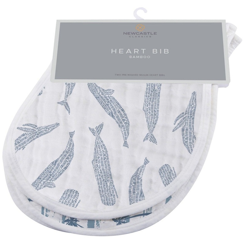 Ocean Tides Bamboo Burp Cloth/Heart Bib 2PK
