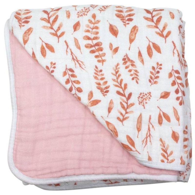 Pink Leaves + Cotton Candy Premium Cotton Snuggle Blanket