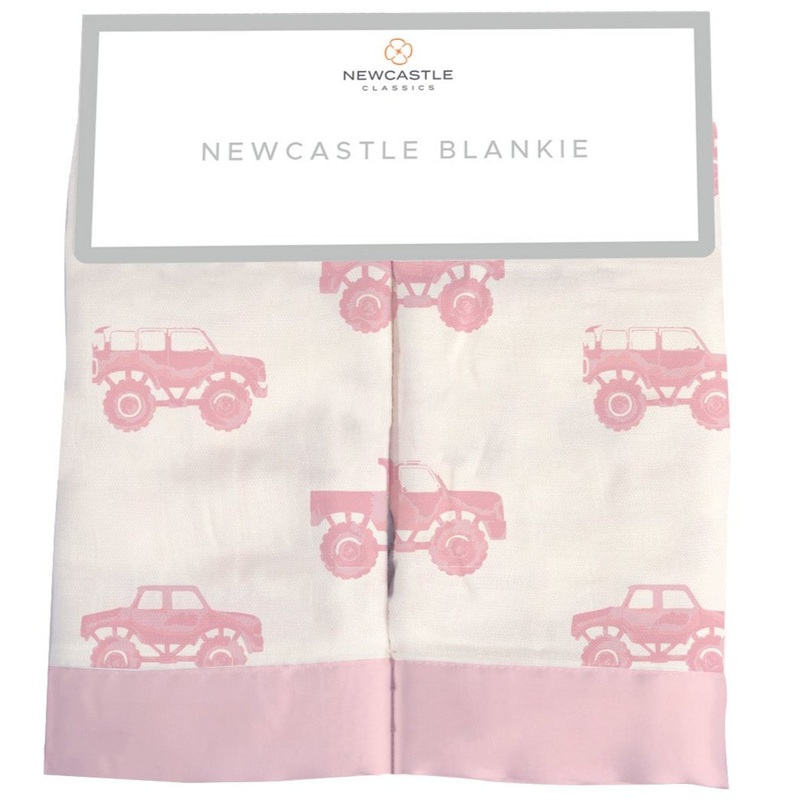 Pink Monster Trucks Bamboo Newcastle Blankie