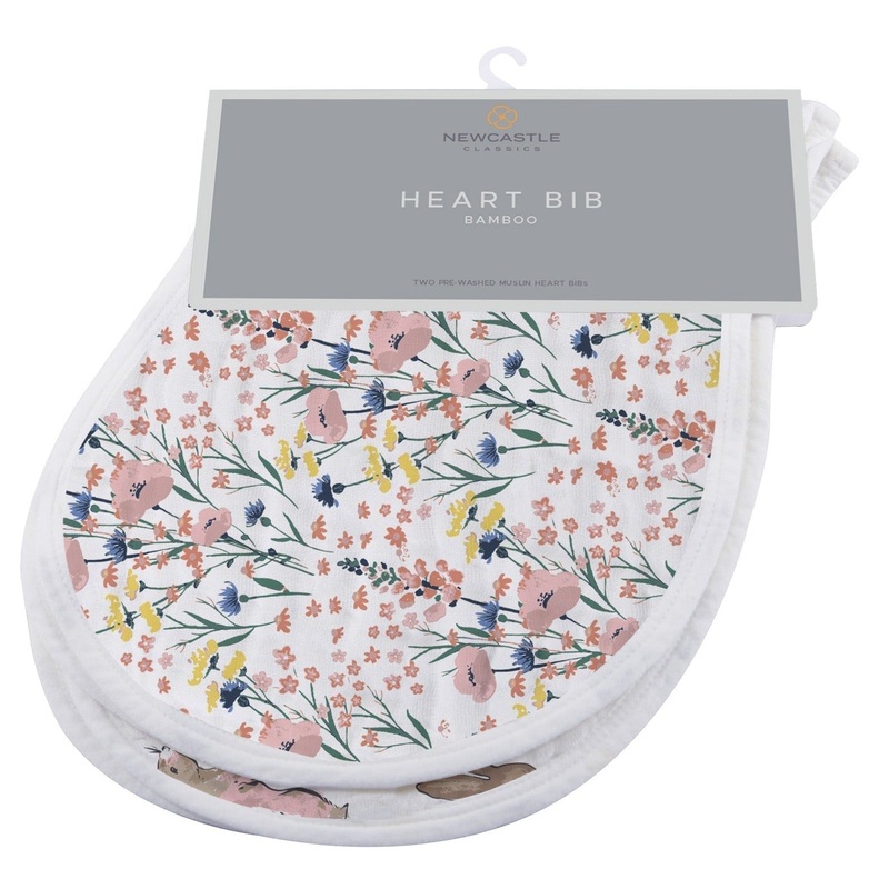Wildflowers Bamboo Heart Bib 2PK