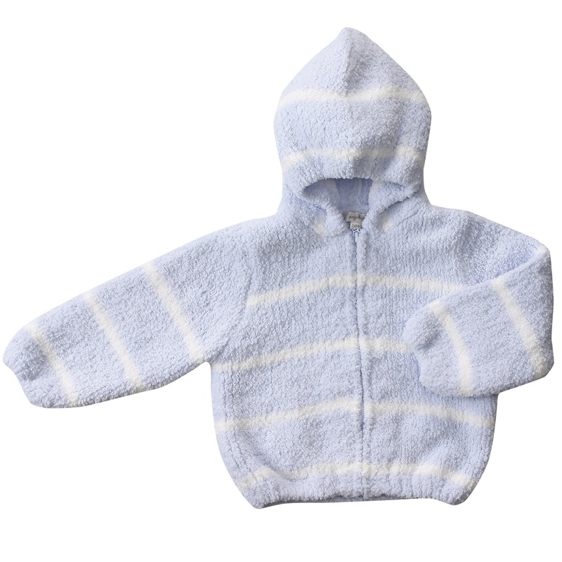 Chenille Hoodie – Light Blue / Ivory