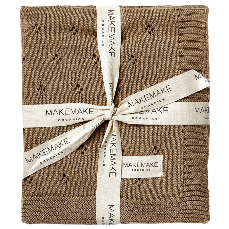 Organic Cotton Pointelle Baby Blanket – Brown