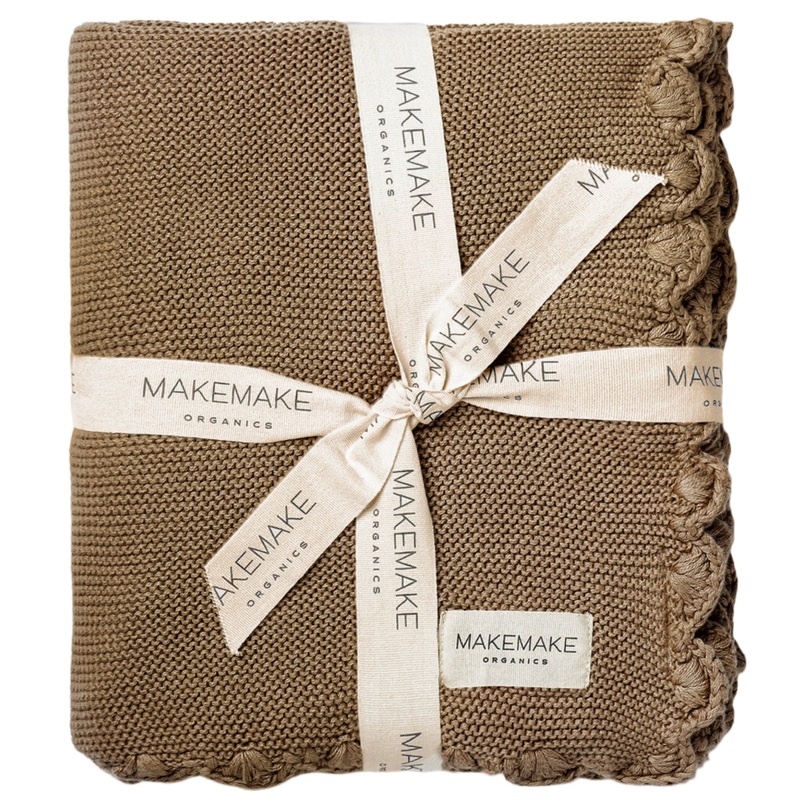 Organic Cotton Scalloped Baby Blanket – Brown