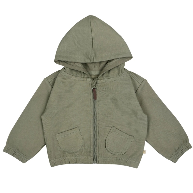 Organic Fleece Hooded Jacket – Olive
