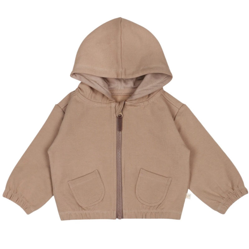 Organic Fleece Hooded Jacket – Taupe
