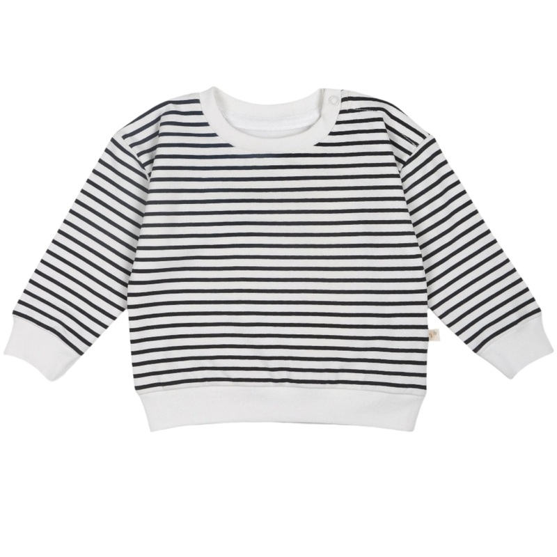 Organic Fleece Sweatshirt – Black Stripes
