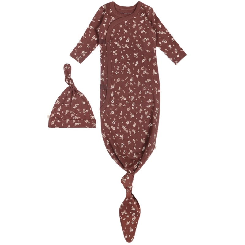 Organic Kimono Knotted Sleep Gown – Winter Bloom