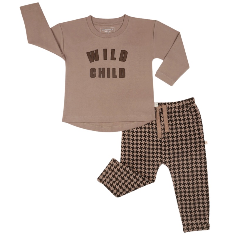 Organic Long Sleeve Tee & Pant Set – Wild Child Placement Tee