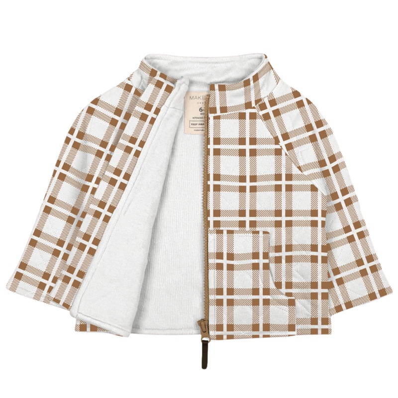 Organic Quilted Zipper Jacket – Ginger Plaid