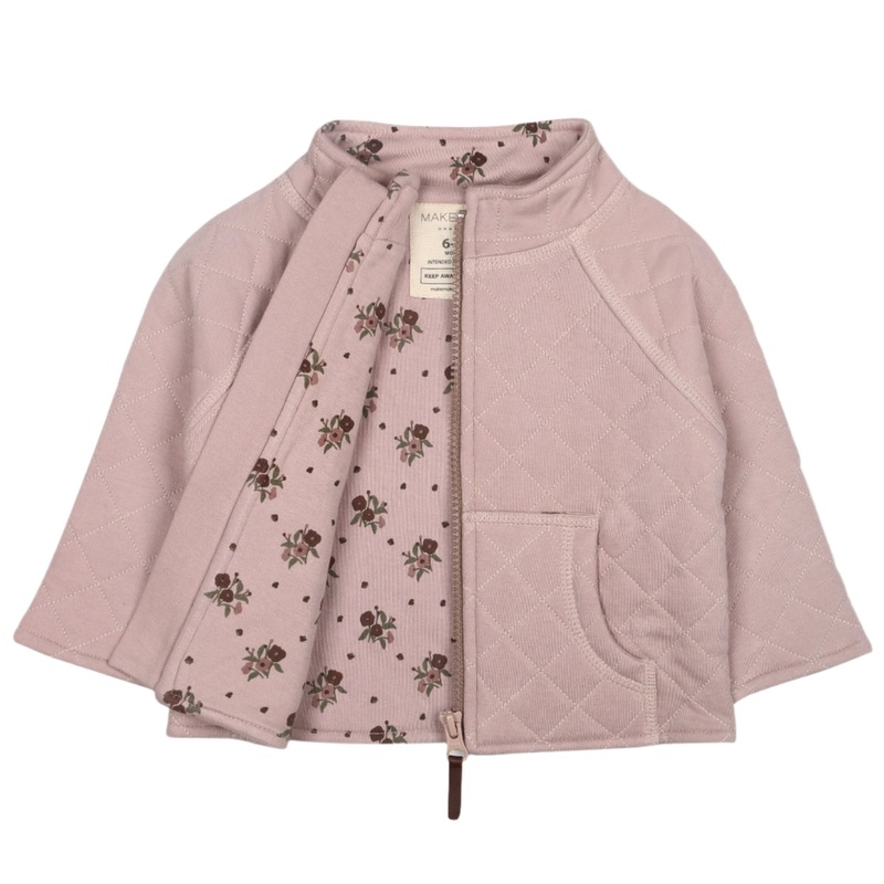 Organic Quilted Zipper Jacket – Rose