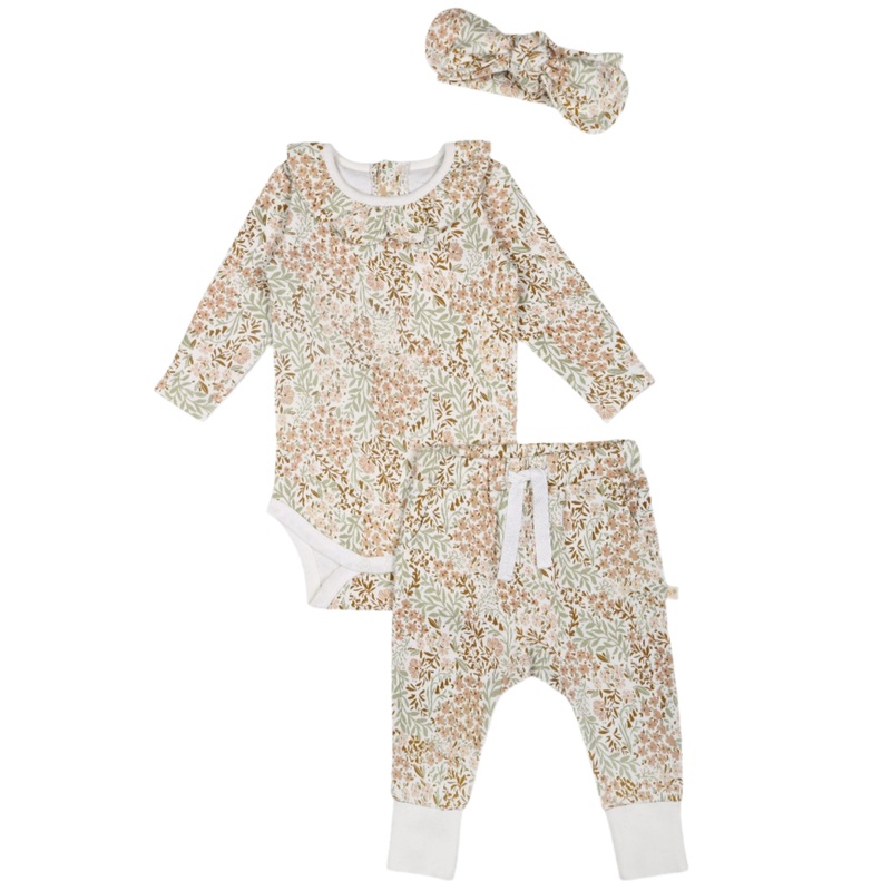 Organic Ruffle Onesie & Pants Set – Gardenia