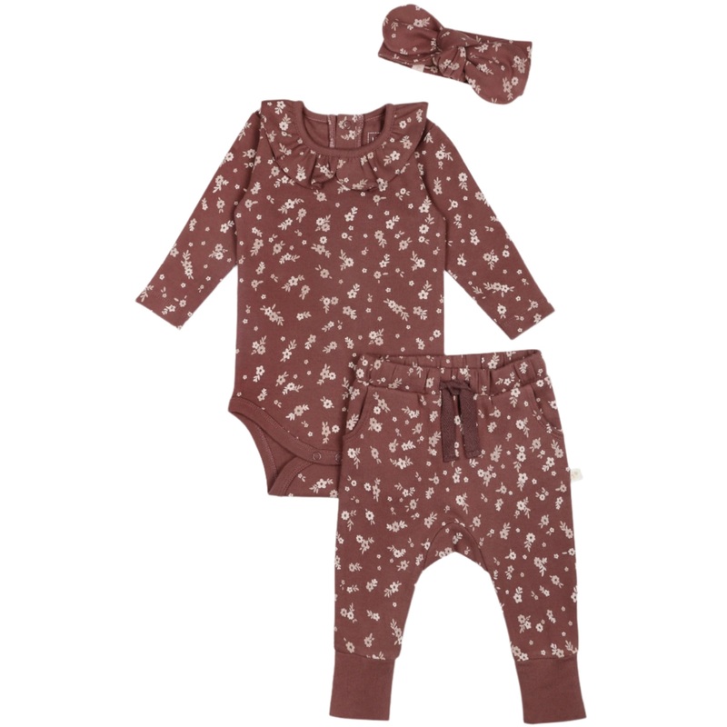 Organic Ruffle Onesie & Pants Set – Winter Bloom
