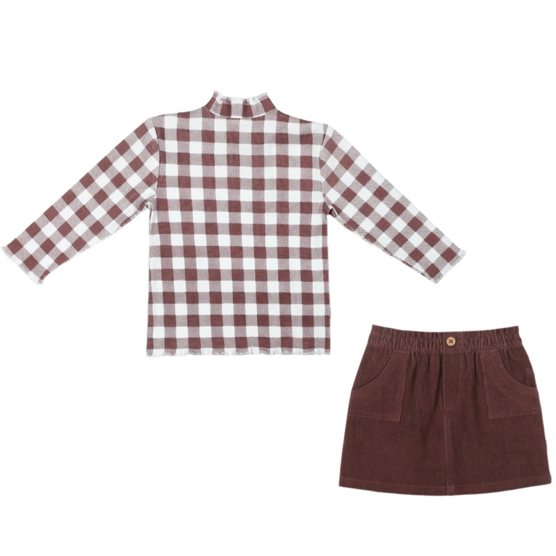 Organic Tee and Corduroy Skirt Set – Plum