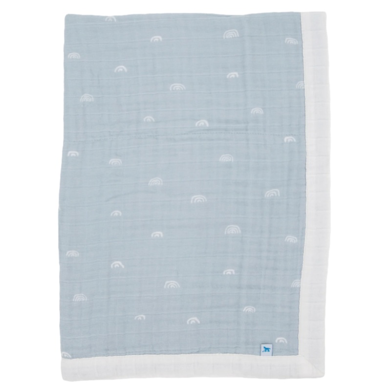 Cotton Muslin Baby Quilt – Blue Rainbow