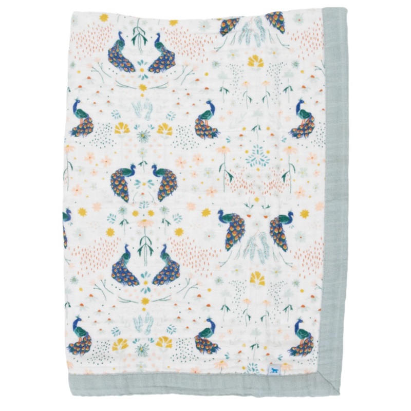 Cotton Muslin Baby Quilt – Peacock