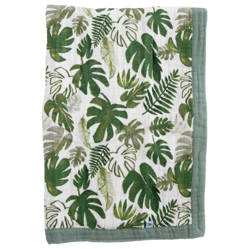 Cotton Muslin Baby Quilt – Tropical Leaf