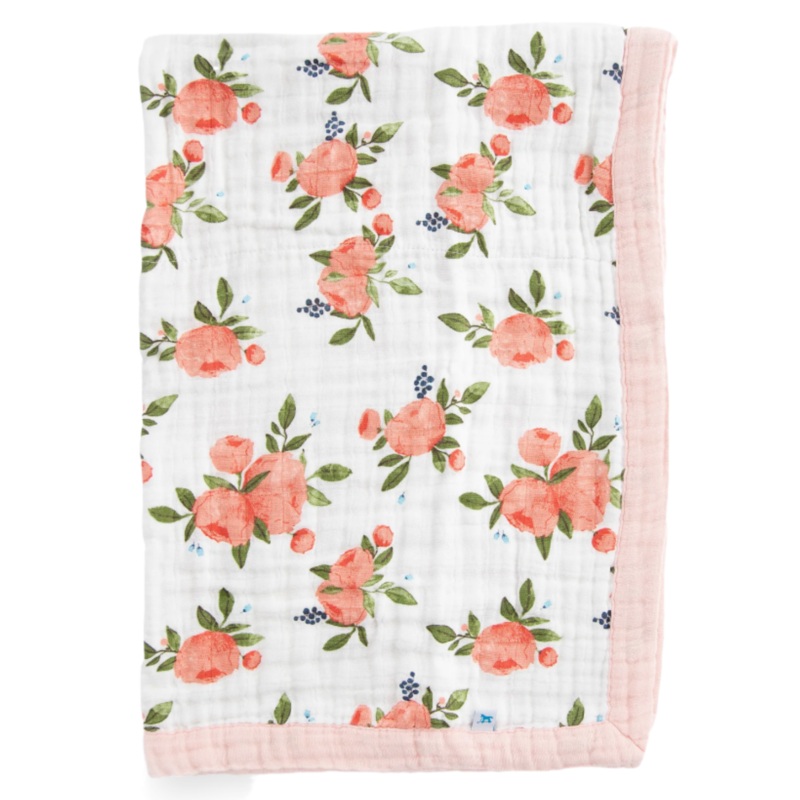 Cotton Muslin Baby Quilt – Watercolor Roses