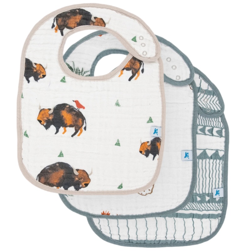 Cotton Muslin Classic Bib 3 pack – Bison