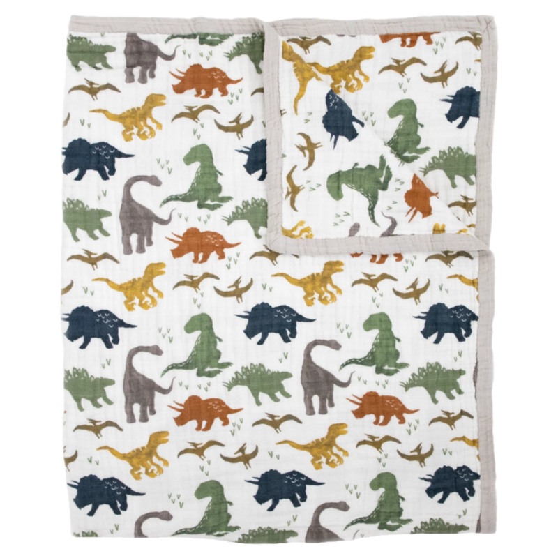 Cotton Muslin Quilted Throw – Dino Friends