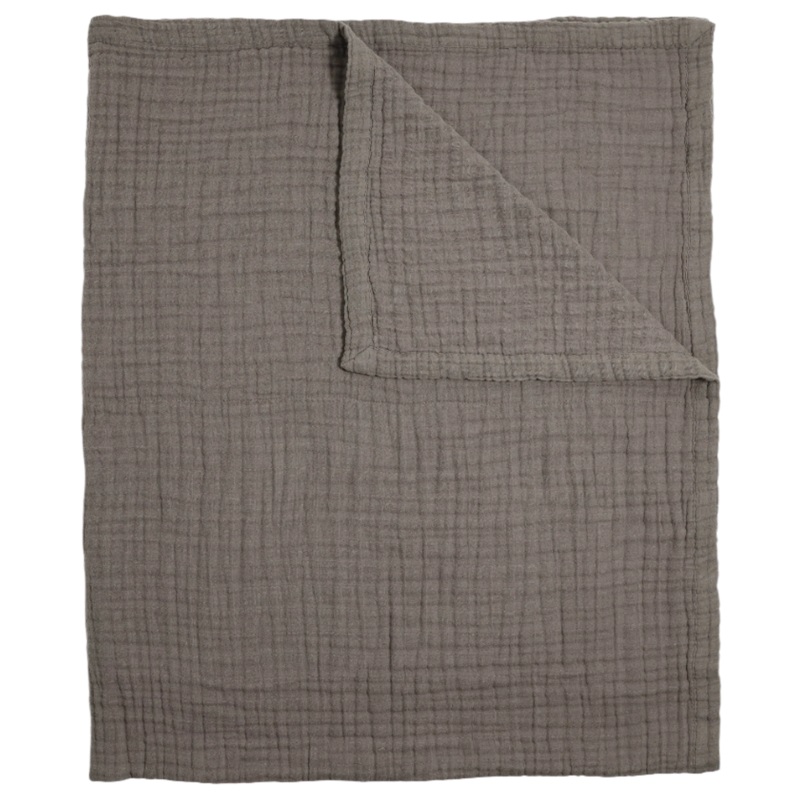 Cotton Muslin Quilted Throw – Mocha