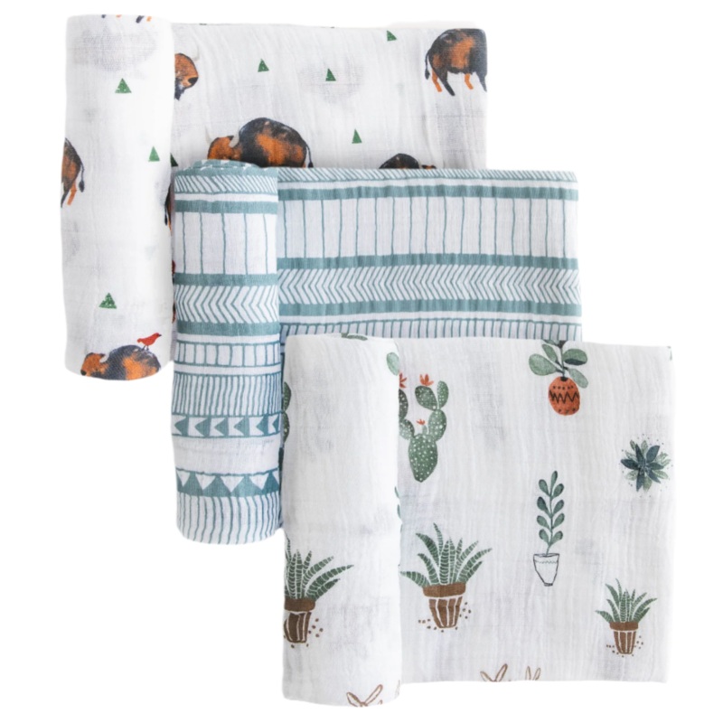 Cotton Muslin Swaddle Blanket 3 Pack – Bison