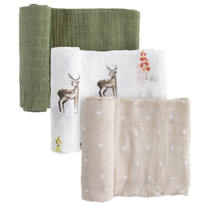 Cotton Muslin Swaddle Blanket 3 Pack – Oh Deer 2