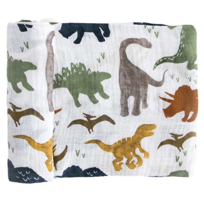 Cotton Muslin Swaddle Blanket – Dino Friends