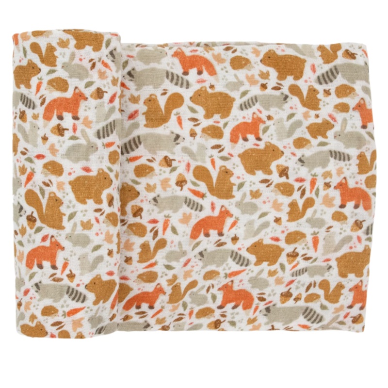 Cotton Muslin Swaddle Blanket – Fall Friends