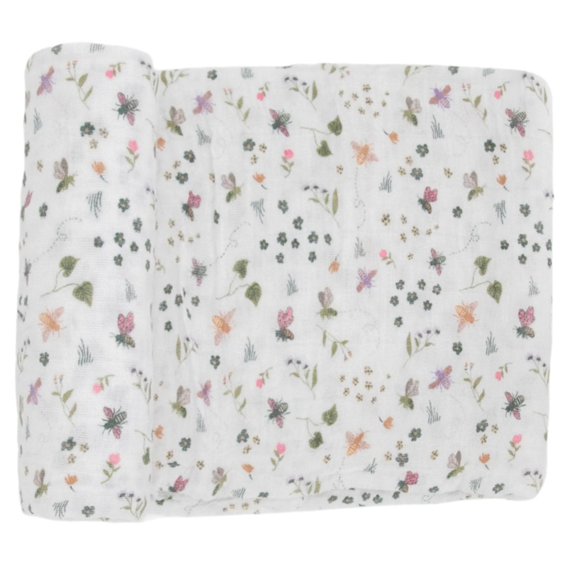 Cotton Muslin Swaddle Blanket – Garden Bees