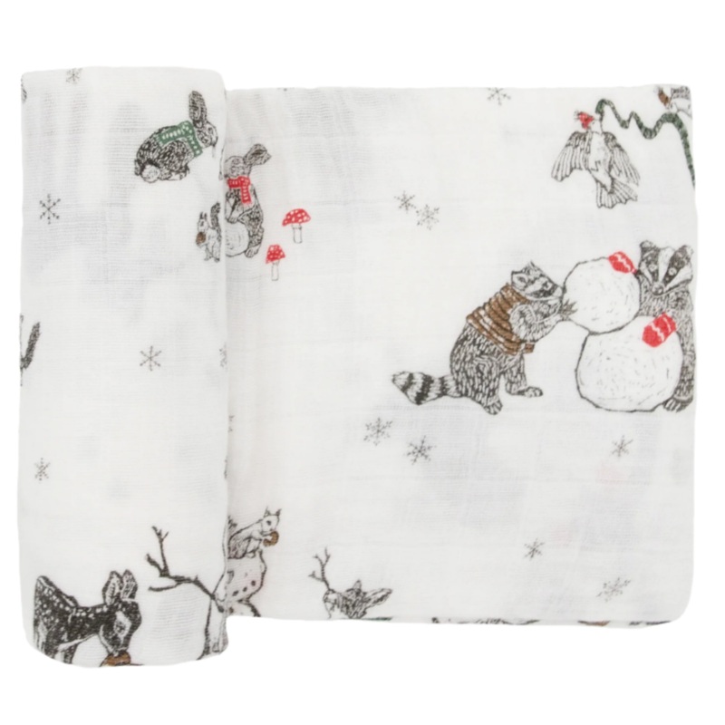 Cotton Muslin Swaddle Blanket – Snow Day