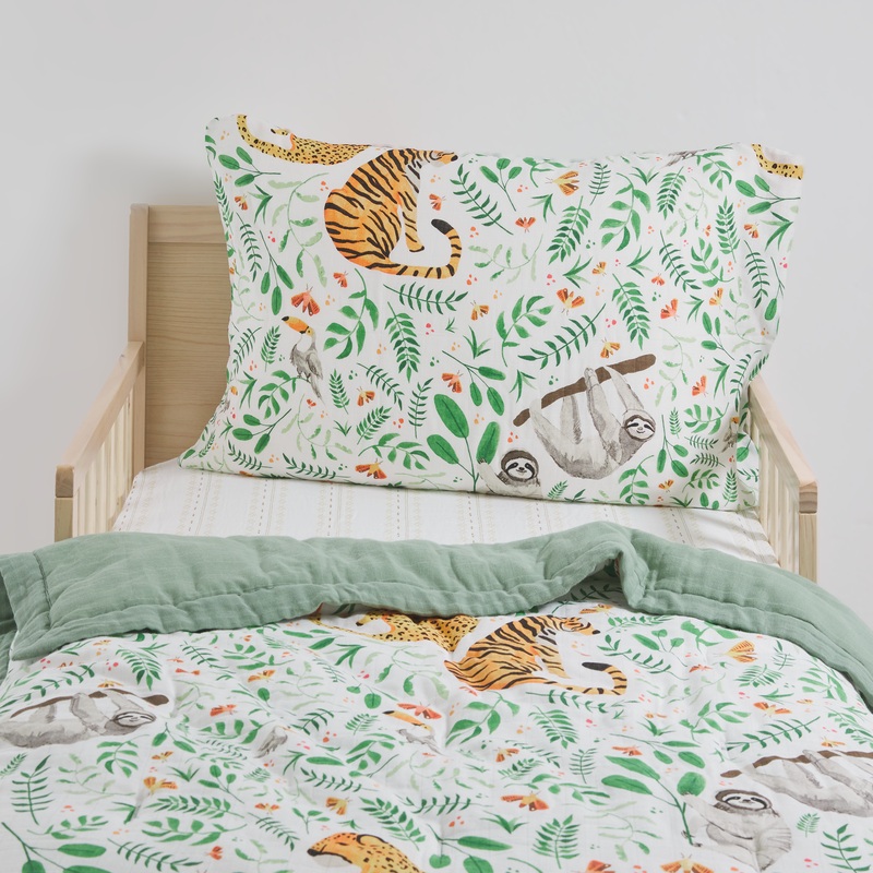 Cotton Muslin Toddler Bedding 3 Piece Set – Mighty Jungle